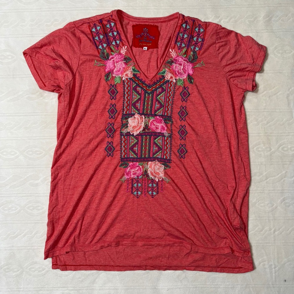 Johnny Was embroidered v-neck blouse